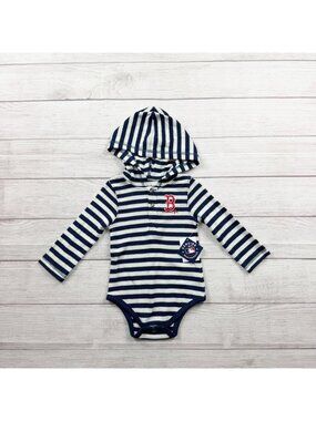 MLB Genuine Boston Red Sox Hoodie Bodysuit Stripe Henley NWT 12-18 Months